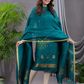 Teal Blue Cotton Linen 2-Piece Set Kurti & Dupatta (UNSTITCHED) - 121