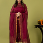 Handwoven Jamdani cotton Unstitched 2-piece Kurti | Wine Red
