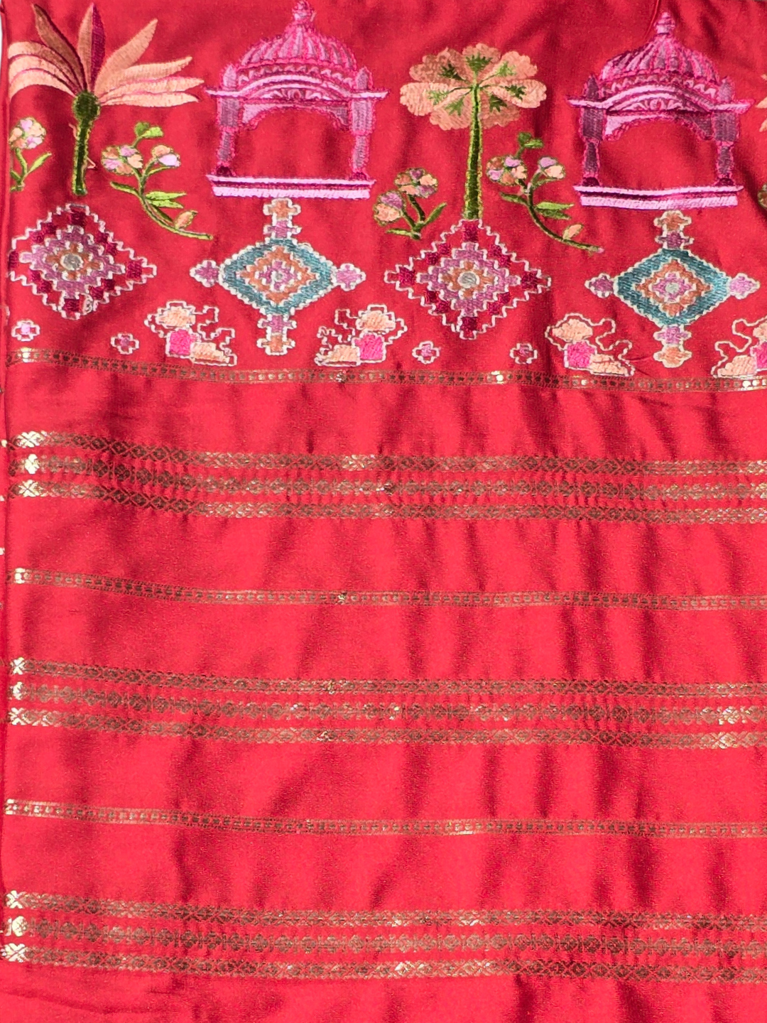 Classic Mysore Silk Saree  |  Coral Red