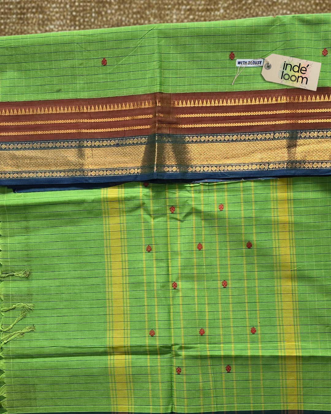 Kanchi Cotton|Green & Teal Blue