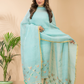 Sky Blue Cotton Linen 2-Piece Set Kurti & Dupatta (UNSTITCHED) - 117