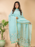 Sky Blue Cotton Linen 2-Piece Set Kurti & Dupatta (UNSTITCHED) - 117