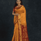 Pure Handloom Korvai Mayil-Chakram Saree in Golden Yellow - 144