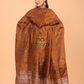 Umber Brown Tissue Linen Jamdani 2-Piece Set Kurti & Dupatta (UNSTITCHED) - 091