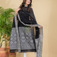 Coal Black Mercerised Cotton Baluchari 2-Piece Set Kurti Dupatta (UNSTITCHED)-889