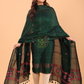 Dark Green 120 Count Cotton Jamdani 2-Piece Set Kurti & Dupatta (UNSTITCHED) - 091