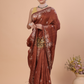 Cotton Silk Jamdani Saree With Red Brown- 130