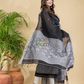 Coal Black Mercerised Cotton Baluchari 2-Piece Set Kurti Dupatta (UNSTITCHED)-889