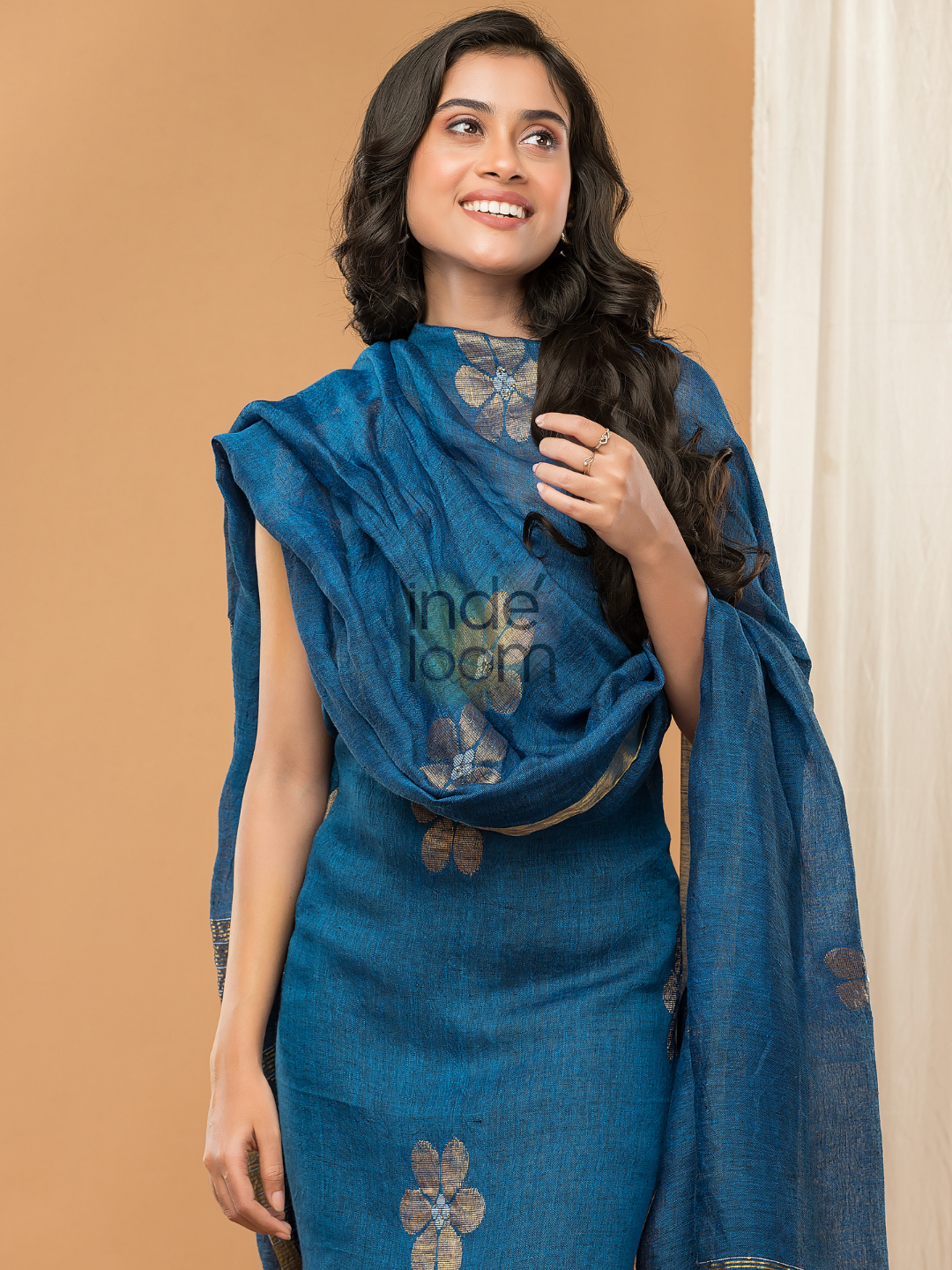 Cassic Blue color Jamdani 2-Piece Set Kurti & Dupatta (UNSTITCHED) - 158