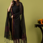 Handwoven Jamdani cotton Unstitched 2-piece Kurti | Jet Black