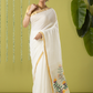 Handwoven Jamdani Muslin Saree | White | Plain Body with All-over Jamdani weaves