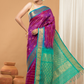 Pure Handloom Korvai Saree | Orchid Purple Cyan Blue