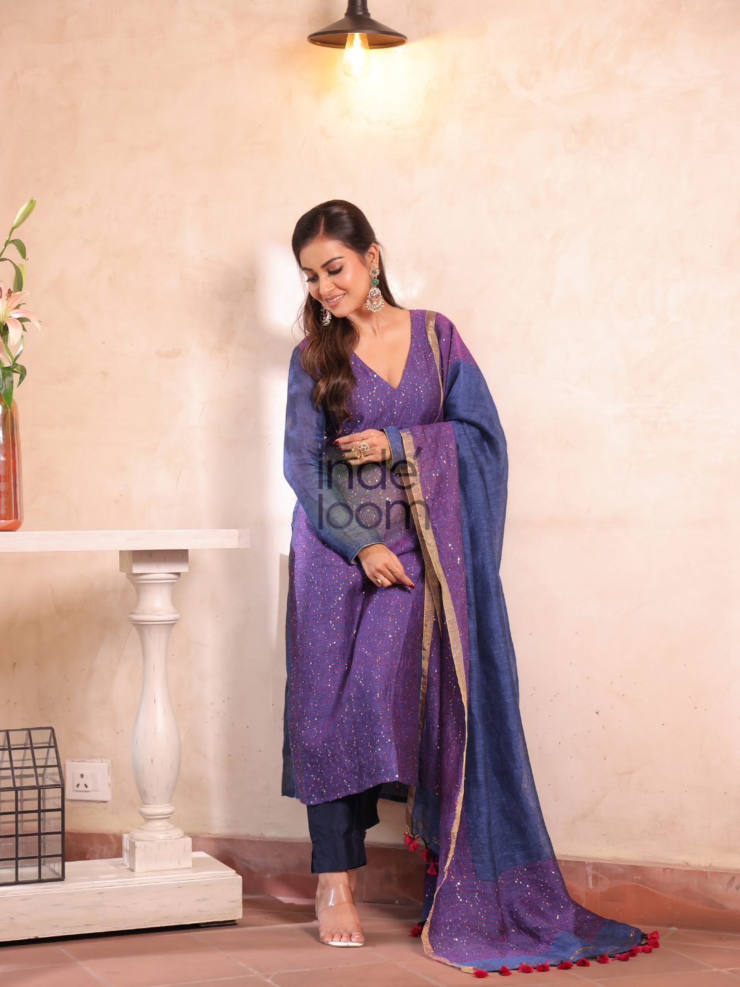 Grape Purple Linen X Linen 2-Piece Set Kurti & Dupatta (UNSTITCHED) - 303