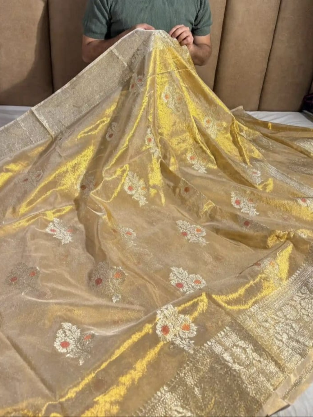 Classic Benarasi Semi Silk Saree | Mustard Gold