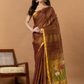 Handwoven Jamdani Silk Tissue Linen Saree | Copper Brown