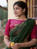 Maheshwari Silk Cotton Saree – Festive Elegance | Green