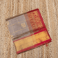 Pure Handloom Korvai Saree | Mayil-Chakram | Grey and Red