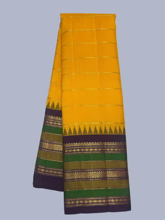 Pure Handwoven Gadwal Silk Saree in Mustard Yellow - 013
