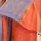 Neon Orange Handloom Linen X Linen 2-Piece Set Kurti & Dupatta (UNSTITCHED) - 859