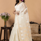 Handwoven Jamdani Muslin Saree | White | All-over Jamdani weaves