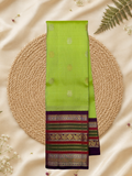 Handwoven Pure Gadwal Silk Saree  |  Parrot Green