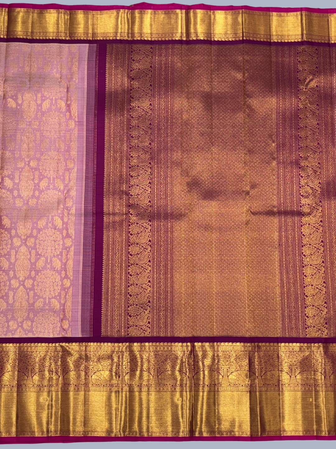 Pure Handwoven Gadwal Silk Saree Purpule -204