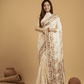 Linen White Tussar Silk Jamdani Saree - 044 - indeloom