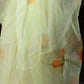 Poppy Vector Handpainting on a Pastel Green-Organza Hand-painted Sari-022