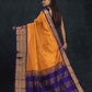 Pure handloom Korvai Silk Cotton Saree in Golden Yellow and Golden Purple Border - 050