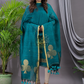Teal Blue Cotton Linen 2-Piece Set Kurti & Dupatta (UNSTITCHED) - 121