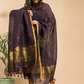 Vintage Grape | Handloom Jamdani Linen Unstitched 2-Piece Kurti | Benaras Design
