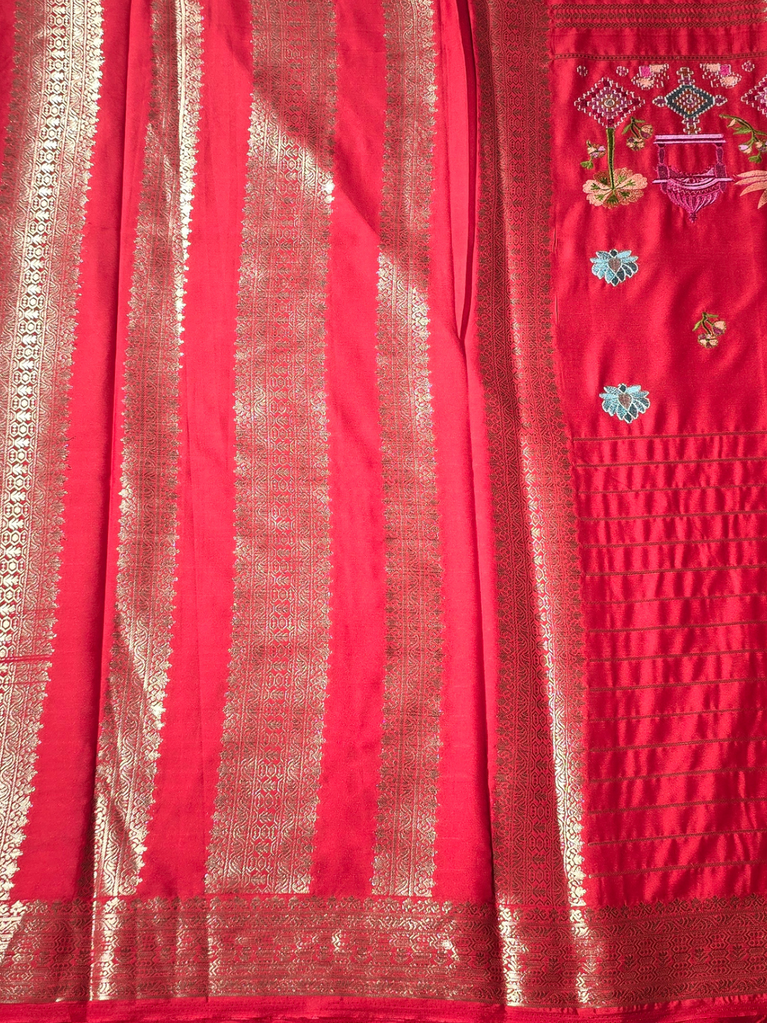Classic Mysore Silk Saree  |  Coral Red