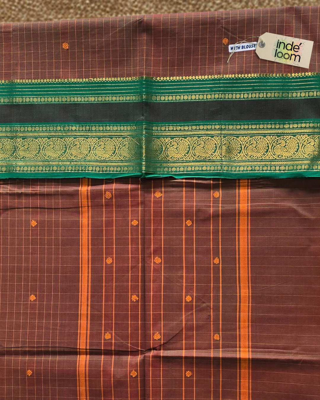 Kanchi Cotton|Olive green & Green