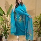 Aqua Blue Jamdani 2-Piece Set Kurti & Dupatta (UNSTITCHED) -725