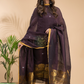 Vintage Grape | Handloom Jamdani Linen Unstitched 2-Piece Kurti | Benaras Design