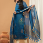 Cassic Blue color Jamdani 2-Piece Set Kurti & Dupatta (UNSTITCHED) - 158