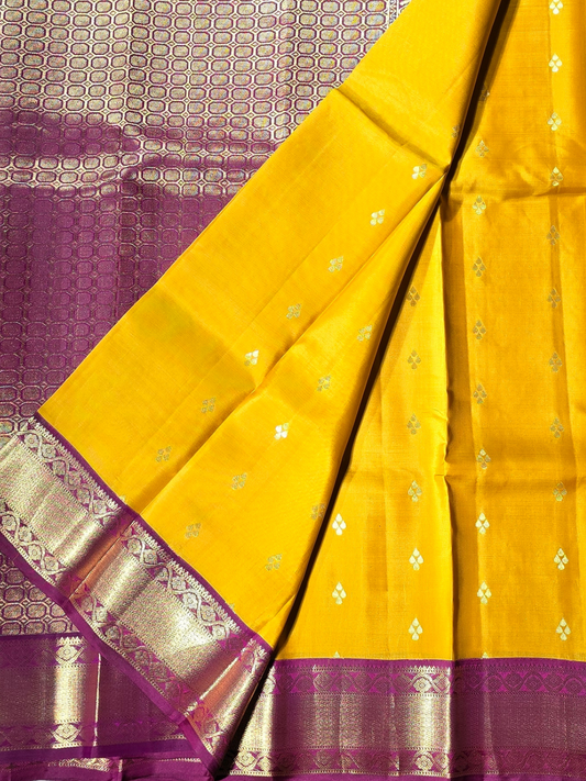 Traditional Kanjivaram Semi Silk Sarees | Mustard Yellow