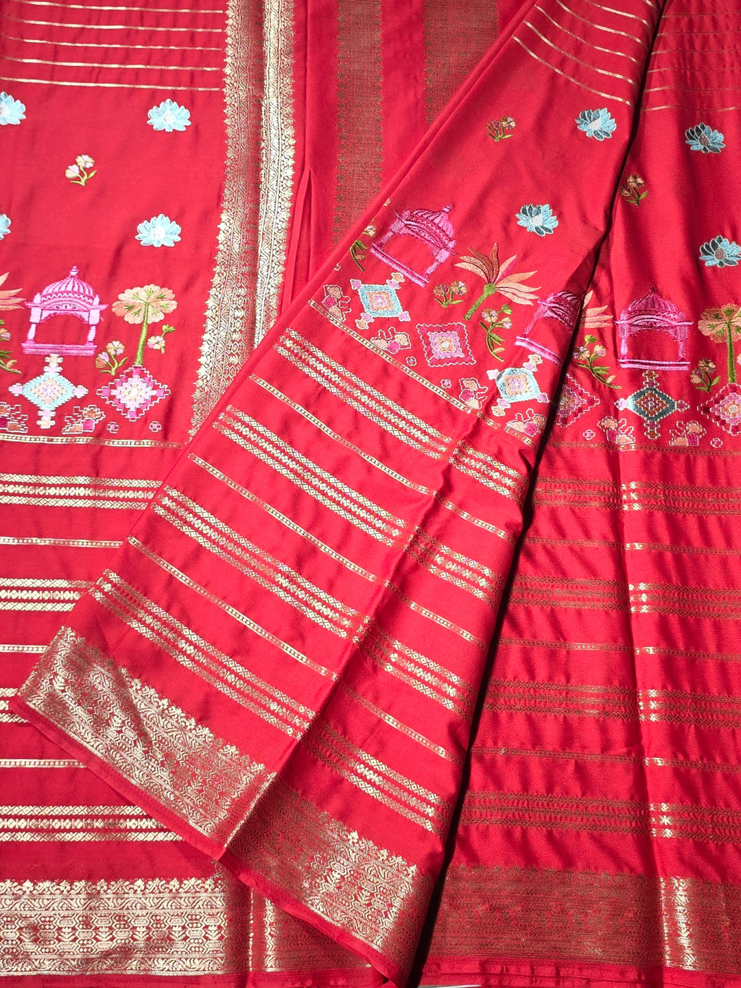 Classic Mysore Silk Saree  |  Coral Red