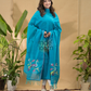 Aqua Blue Jamdani 2-Piece Set Kurti & Dupatta (UNSTITCHED) -725