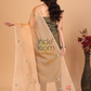 Pure Handloom Muslin Jamdani Dupatta  With Pale Orange - 037