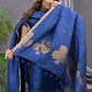 Navy Blue Cotton Linen 2-Piece Set Kurti & Dupatta (UNSTITCHED) - 122