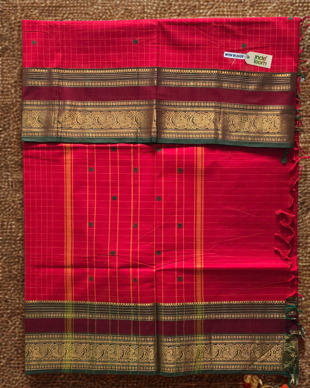 Kanchi Cotton|REd & Maroon