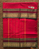 Kanchi Cotton|REd & Maroon
