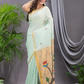 Linen Jamdani Saree With Mint Green - 023