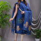 Navy Blue Cotton Linen 2-Piece Set Kurti & Dupatta (UNSTITCHED) - 122
