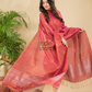 Apple Red Tissue Linen Silver Zari Jamdani 2-Piece Set Kurti & Dupatta (UNSTITCHED) - 880