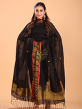 True Black Baluchari Linen 2-Piece Set Kurti & Dupatta (UNSTITCHED) - 093