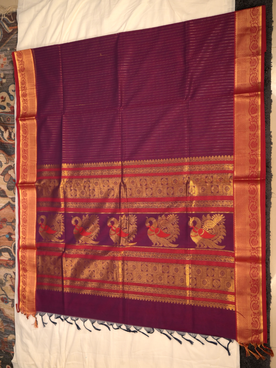 Kanchi Cotton|Maroon & REd