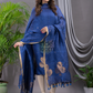 Navy Blue Cotton Linen 2-Piece Set Kurti & Dupatta (UNSTITCHED) - 122