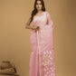 Jamdani Saree With Rose Pink - 023 - indeloom